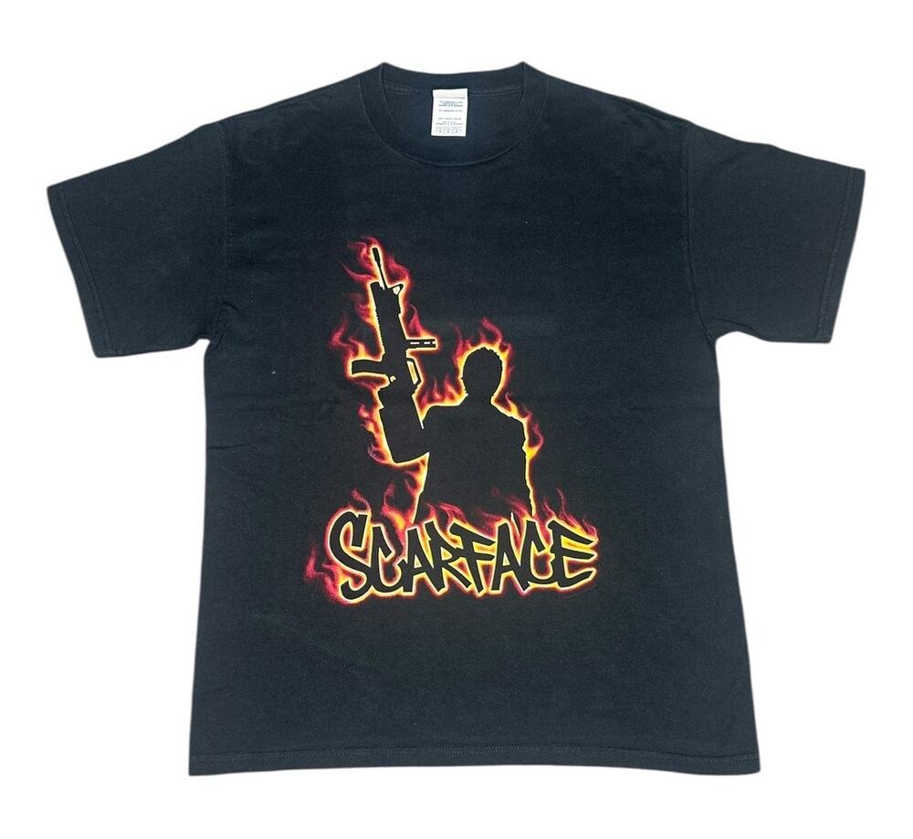 Vintage Y2k Scarface Tony Montana Flames Movie T-Shirt